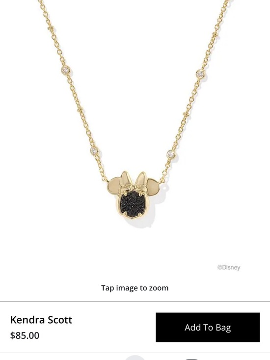 Kendra Scott Jewelry - Disney / Kendra Scott Gold Minnie Mouse Short Pendant Necklace black Drusy NEW